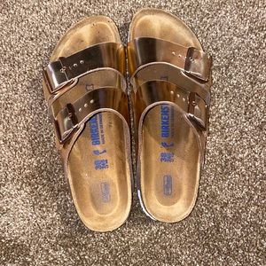Rose Gold Birkenstock Arizona Sandals 38
